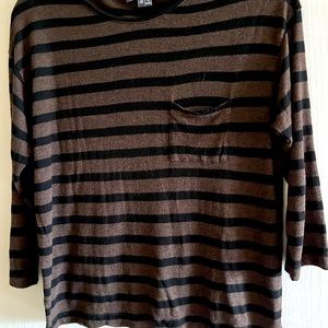 VINCE black and brown striped pocket tee - XS